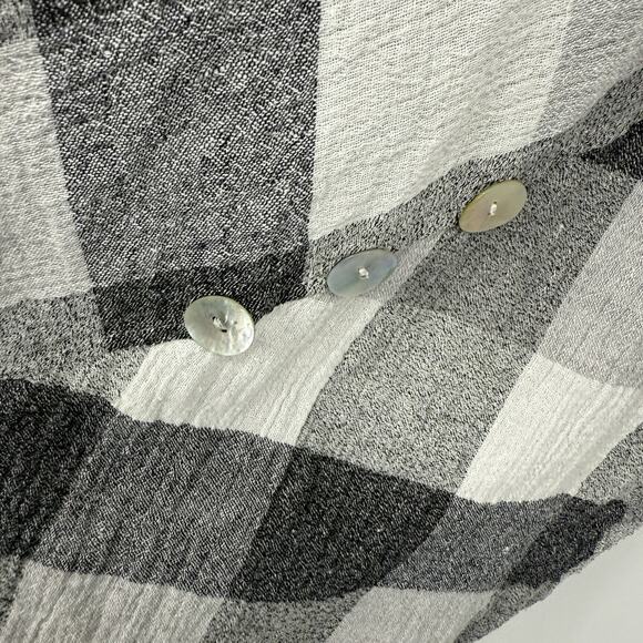 Habitat Clothes To Live In Tunic Large Asymmetrical Bufflalo Plaid Linen Blend - Picture 3 of 13